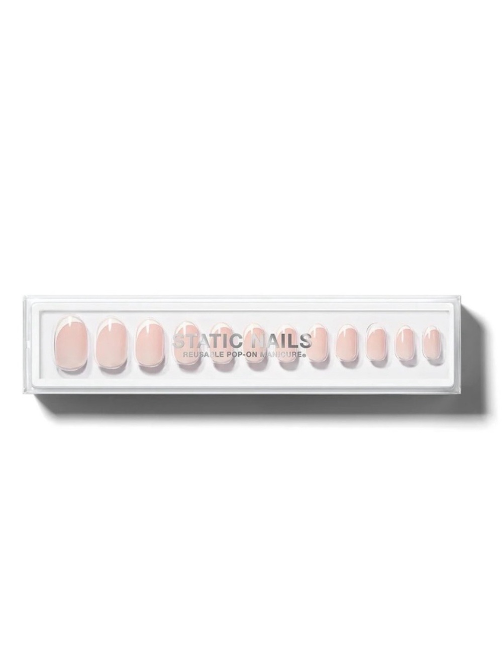 Static Nails Curved French Round Reusable Pop‑On Manicure Like Acrylic Full Set